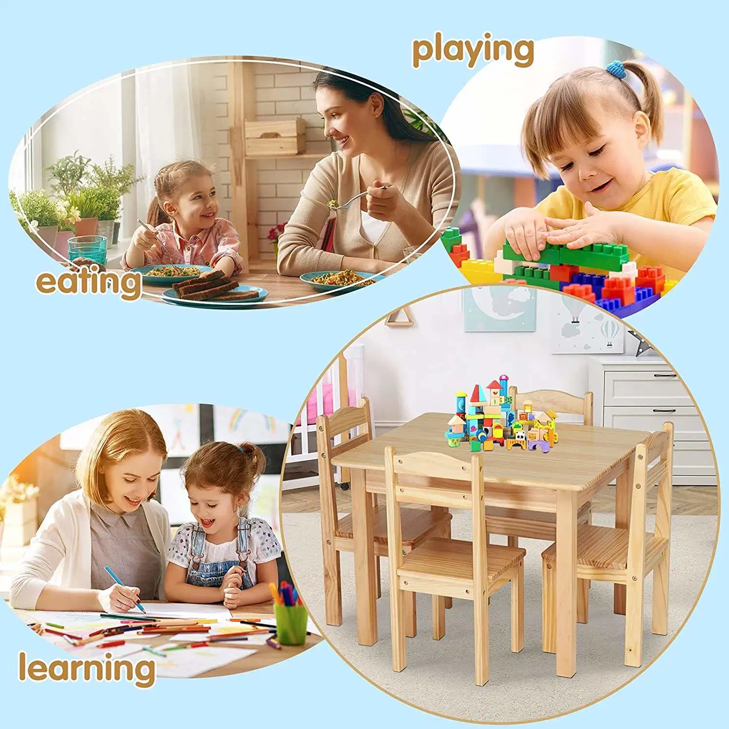 Kids Playroom Furniture Kindergarten Table Table and Chair Set