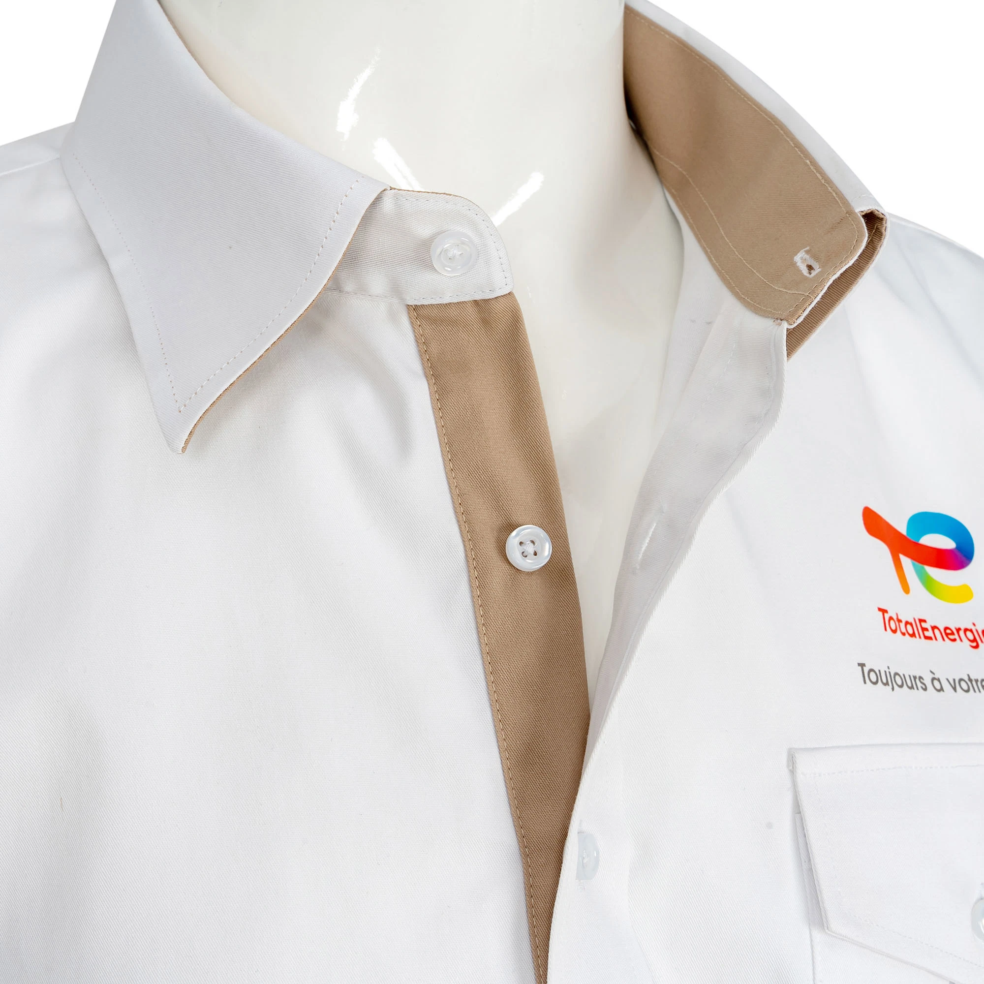 Custom Durable Cotton CVC Shop Staff Dress Shirts with Reflective Safety Belt