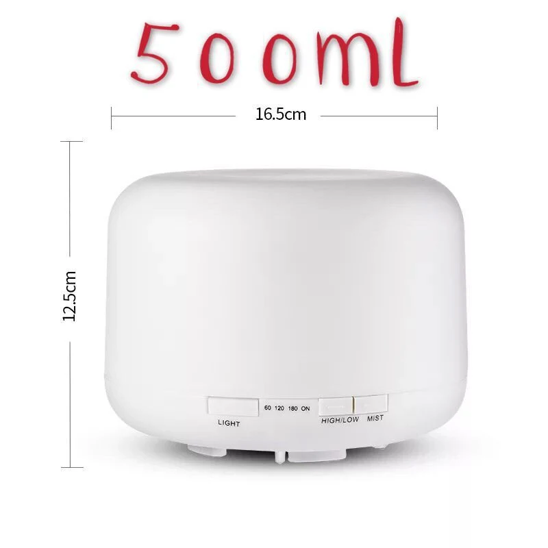 أمازون أفضل بائع 500 مل ناشر زيت أساسي Ultrasonic Humidiifier Aroma مخرج هواء بمصابيح LED ذات 7 ألوان