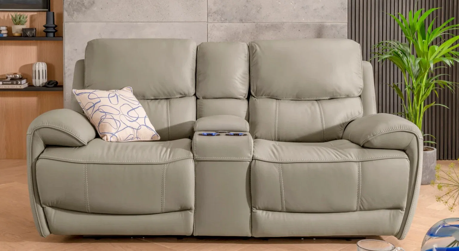 2 asientos de cuero Power Recliner Sofá Living Room