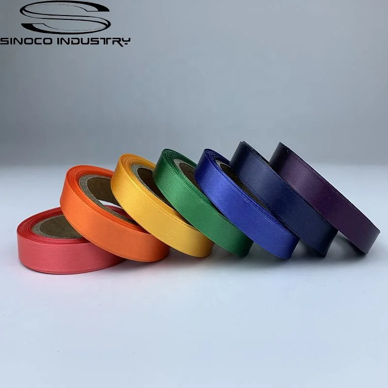 Sinoco Customized Satin Tape Pure Colors Satin Ribbon Customized Printed Logo Ribbon