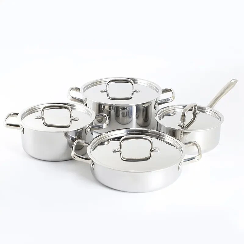 Acero inoxidable cazuela de inducción de cazuela Set Cocina tapas de vidrio visibles Utensilios de cocina