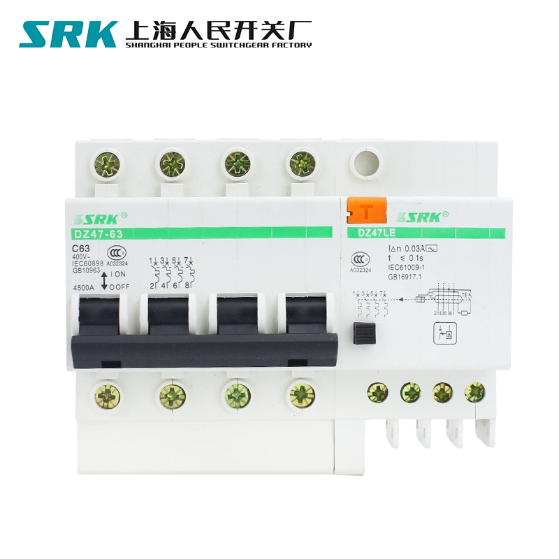 Dz47le-63 4p 40A Small Earth Leakage Circuit Breaker Household Leakage Protector RCBO