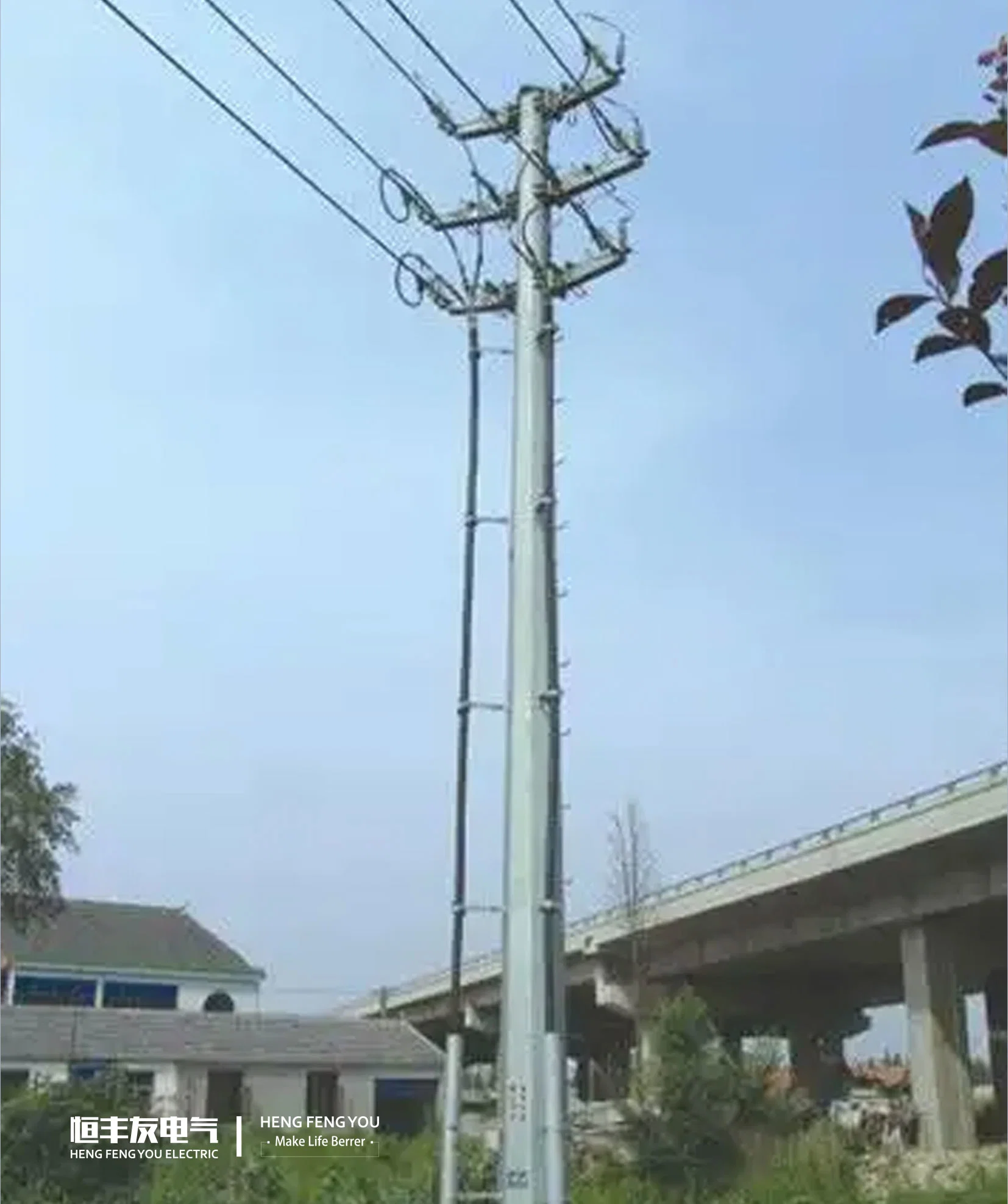 10kv 35kv 69kv 110kv 132kv 138kv 220kv postes eléctricos, Línea de Transmisión Eléctrica poste de acero