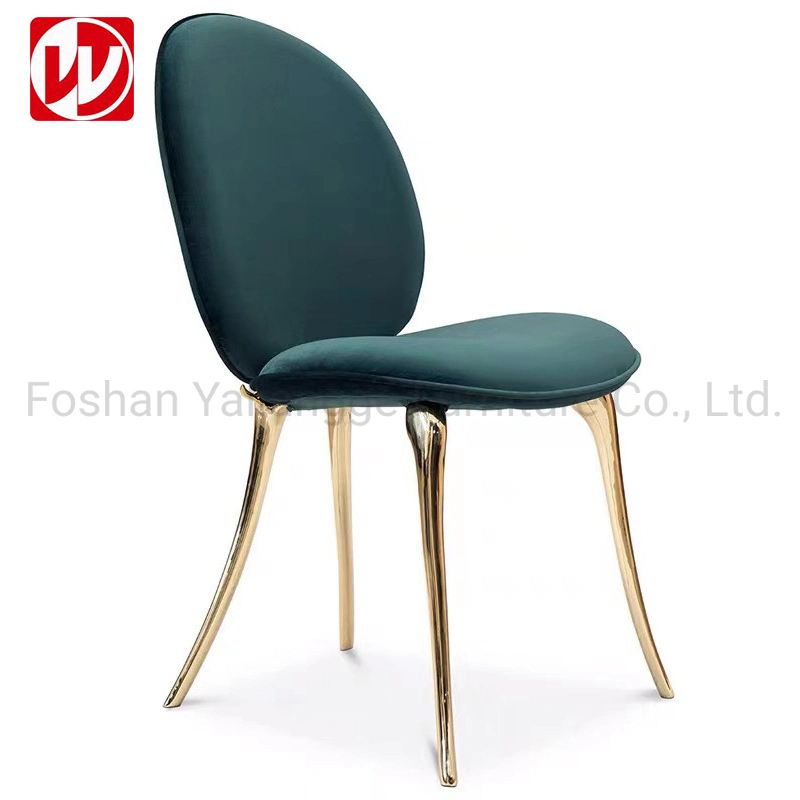 Qatar High-End Luxury Wedding Design Beige Velvet Banquet Dining Chair Gold Stainless Steel Wedding Chair