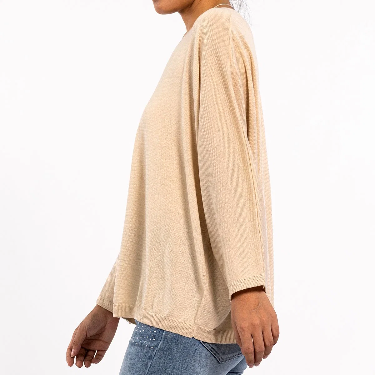 Fashion Clothes Spring Summer Apricot V-Neck Loose Chilled Silk Lightweight Long Sleeve Womens Sweaters