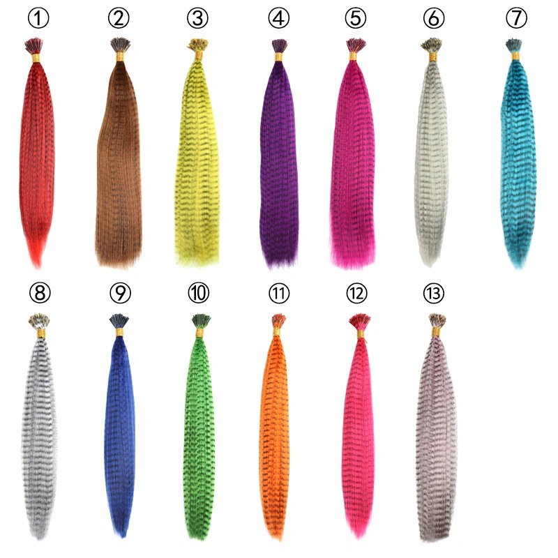 Long Straight Colored Striped Feather I Tip High Temperature Synthetic Fiber