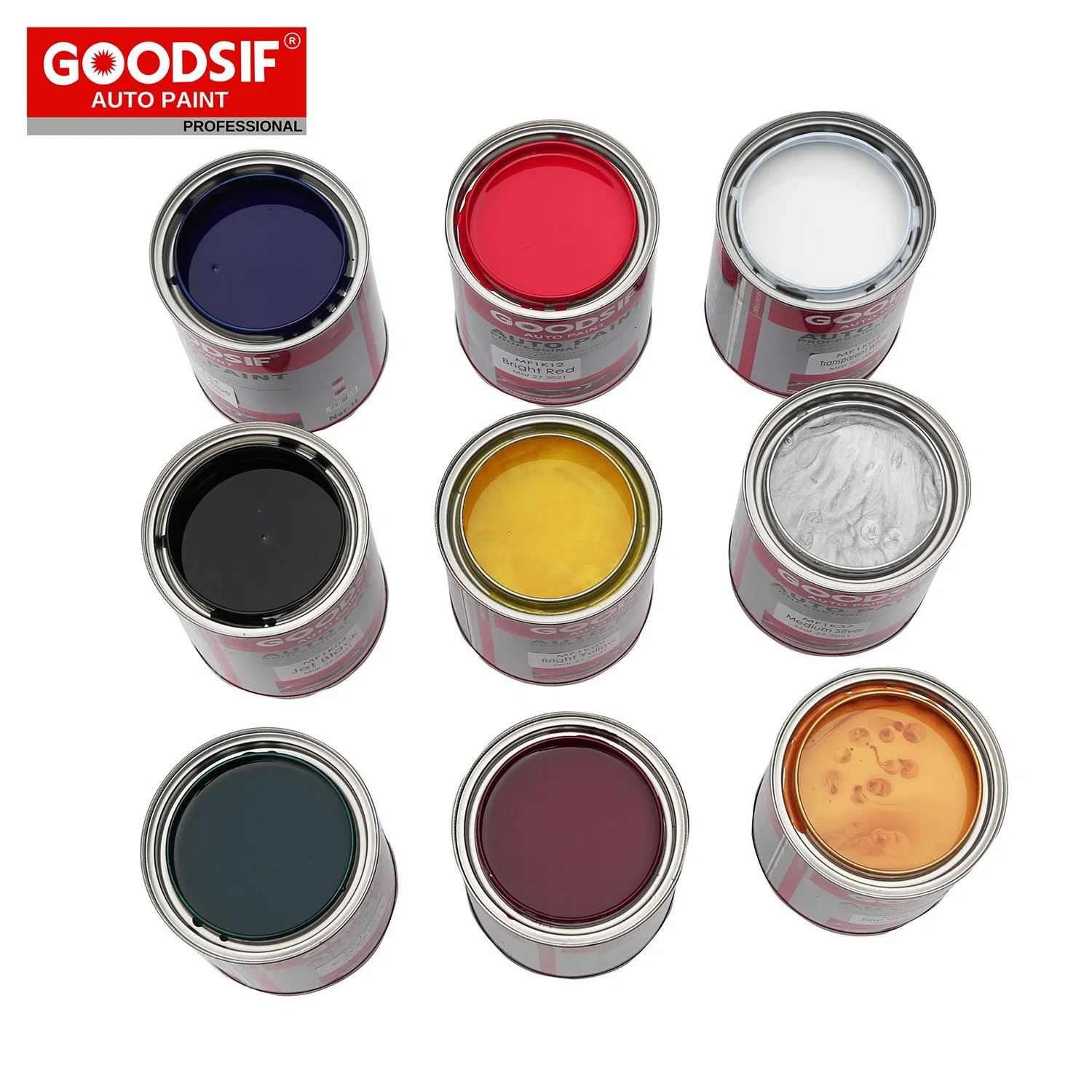 Produto de pintura automática solvente acrílico 1K prateado base colorida automóvel Pintura de tinta transparente para automóveis de alta qualidade