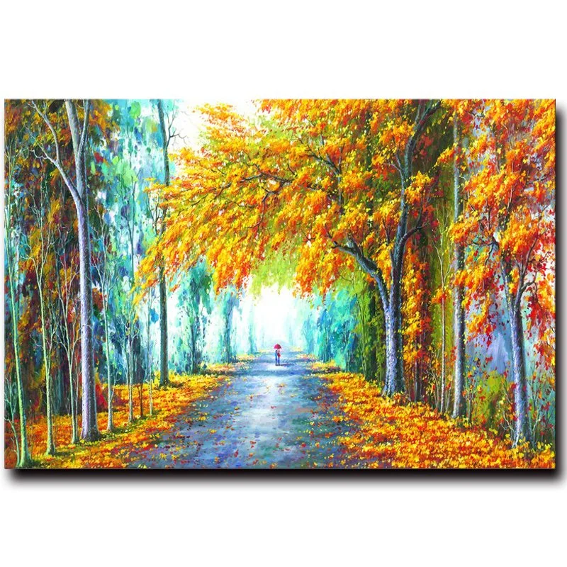 Factory Directly Wholesale100% Handmade Autumn Scenery Landscape Oil Painting on Canvas