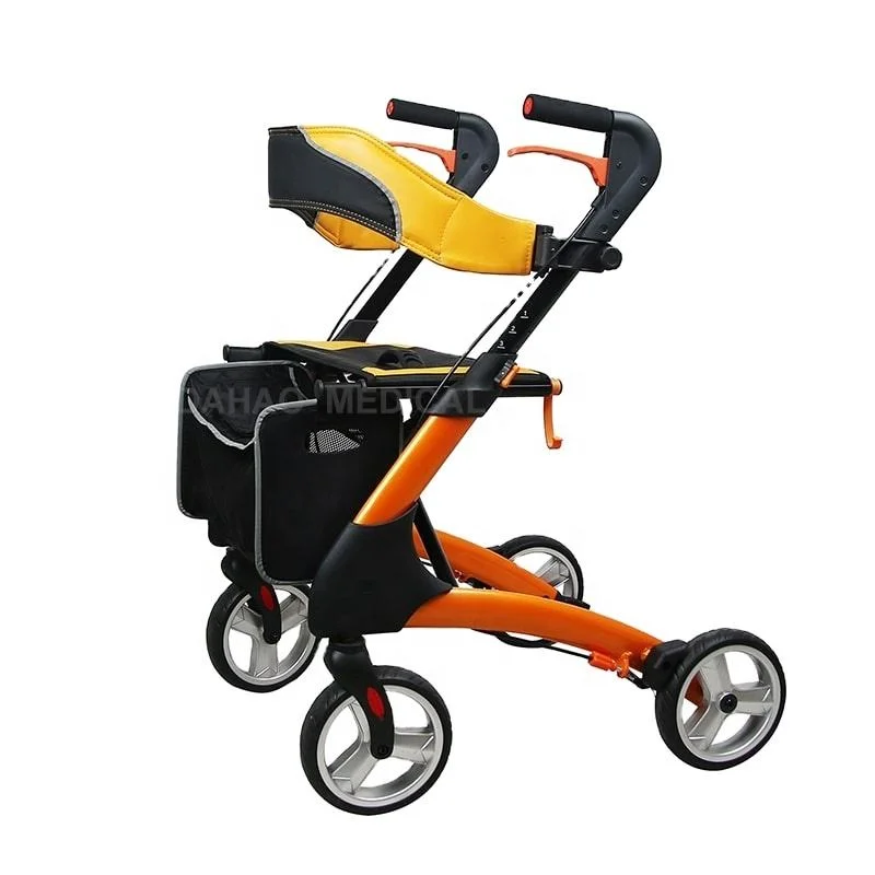 Peso Ultra Liviano de aluminio plegable de cuidado de ancianos de la movilidad Compras adulto caminando Rollator caminador con asiento