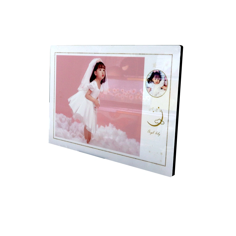 Little Girl Child Print Photo with White Color Wooden Frame with PVC Surface