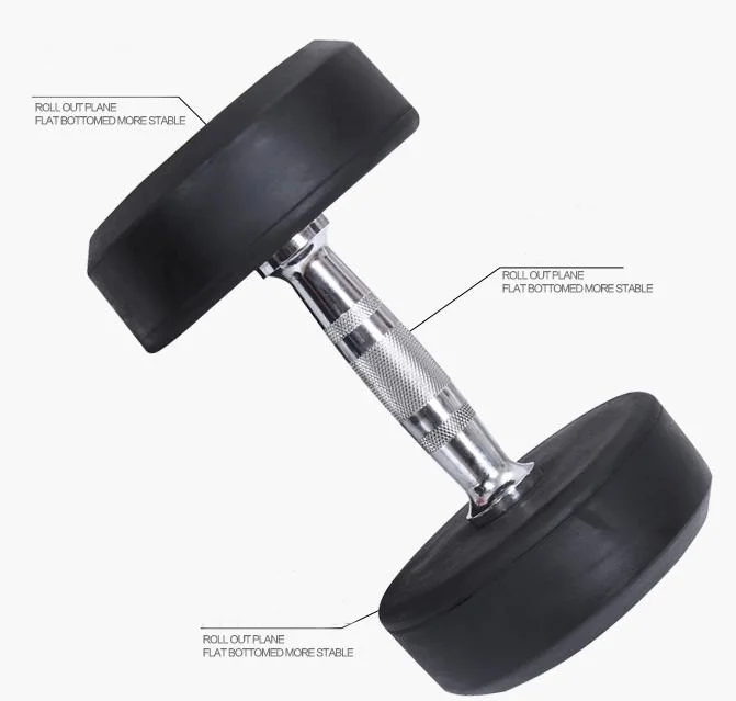 Fitness Body Building Strength Training Gym Fixed Rubber Dumbbell