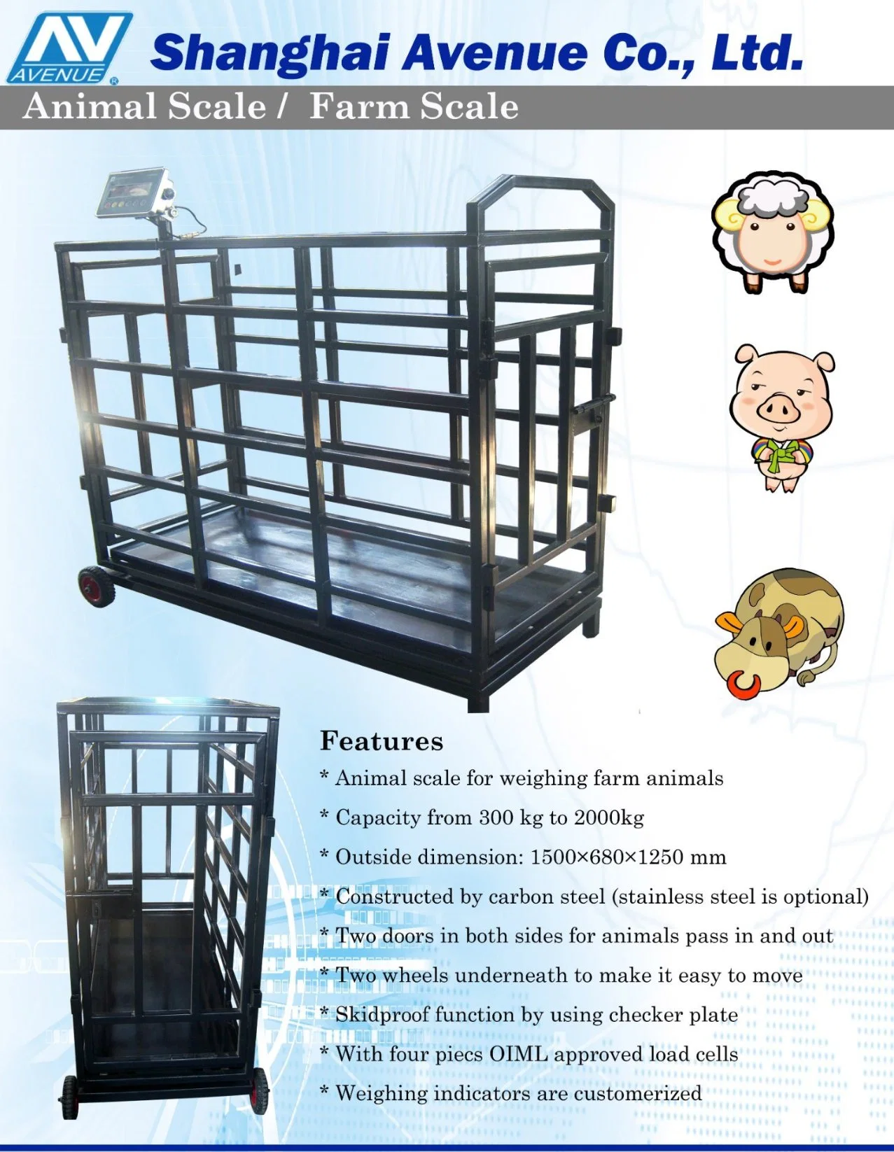 Hot Galvanized Animal Scale with Animal Weighing System Animal Scale B for Sheep/Pig