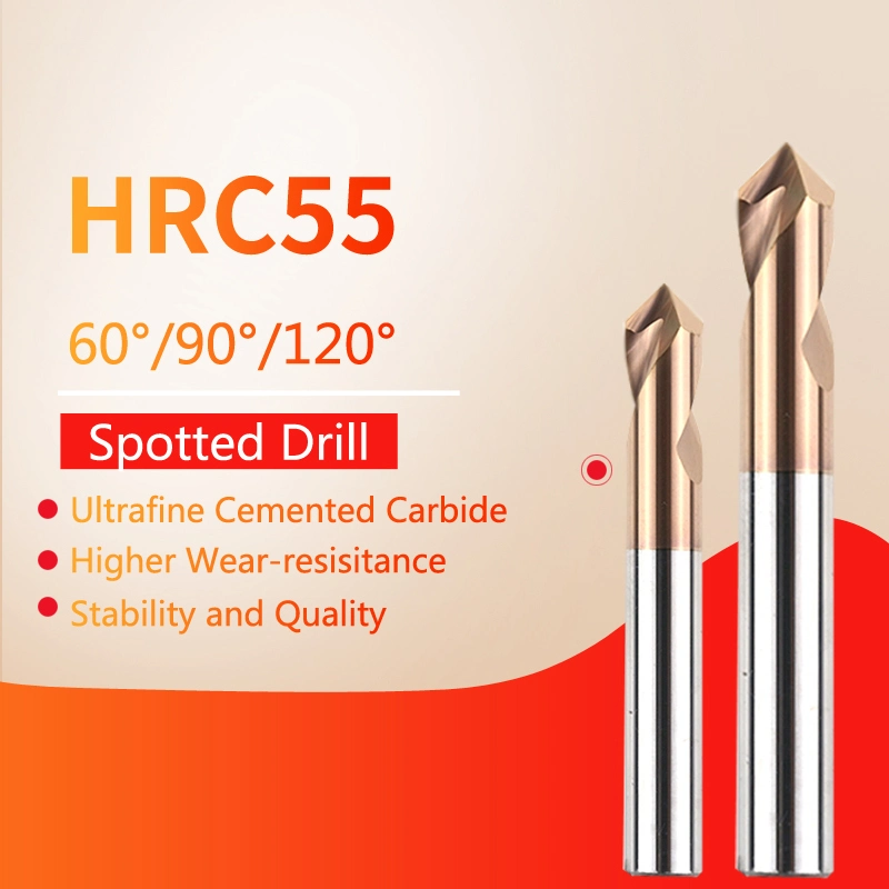 HRC55 CNC Tungsten Drill Tool Metal Solid Carbide Cutting Bits Spot Drilling Bit