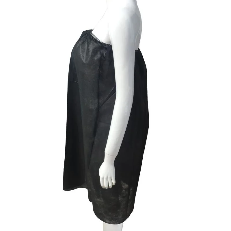 SPA Massage Gown PP Non Woven Disposable Black Shower Bathrobe Bath Dress Strapless Used for Hotel Hairdressing