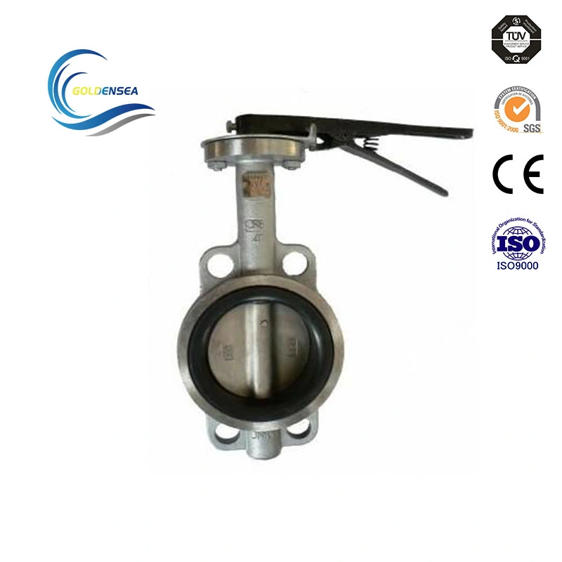 China Manufacturer Center Line Resilient Seated Eccentric Pneumamtic DN100 65mm Wafer Type Ductile Iron Nylon Covered Di Disc Motor Driven Butterfly Valve