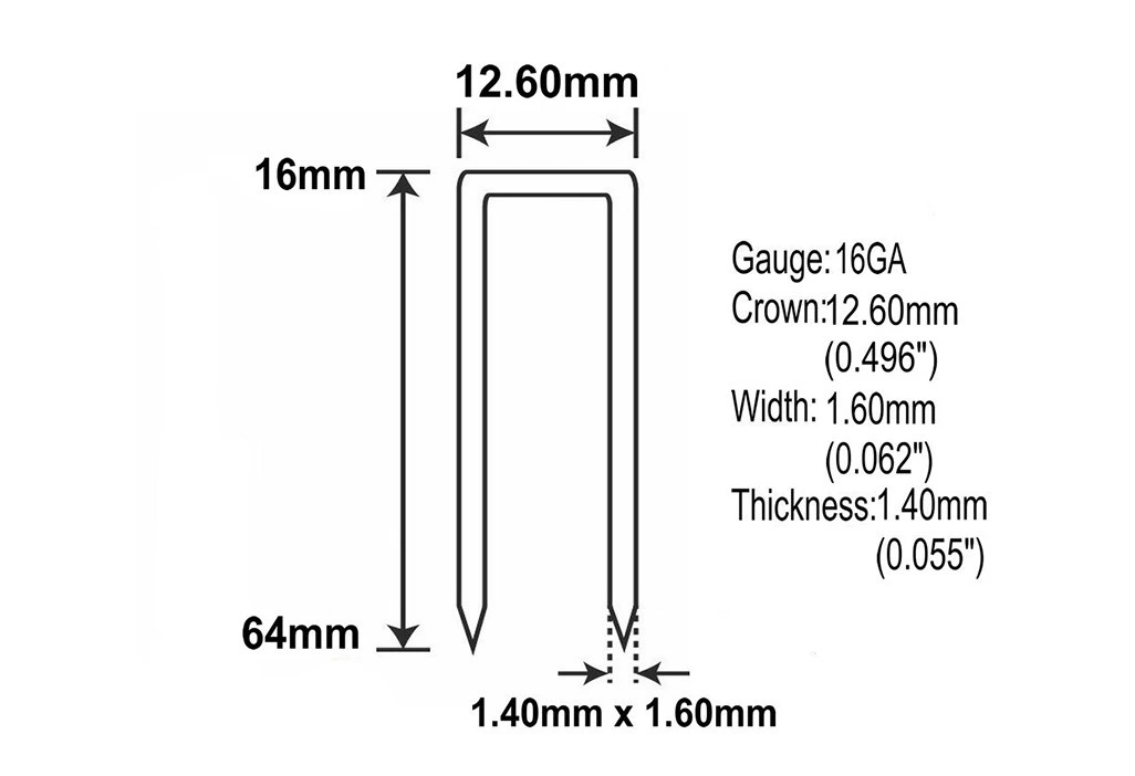 GS16 45mm Glue Collated Heavy Wire Staple