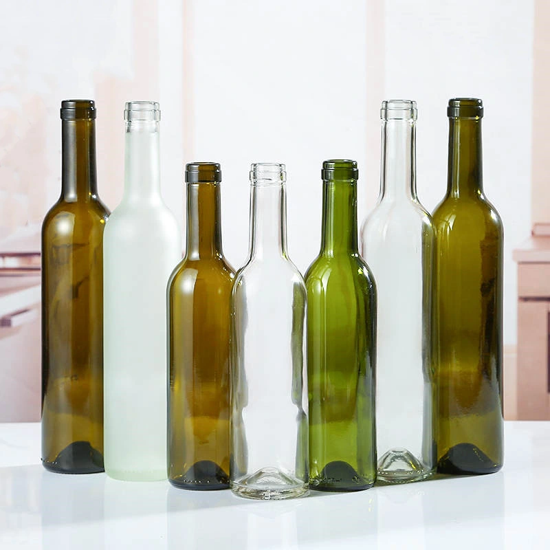 Ventes chaudes Bouteilles de verre de vin Bordeaux Ice vert foncé vides de 750 ml.