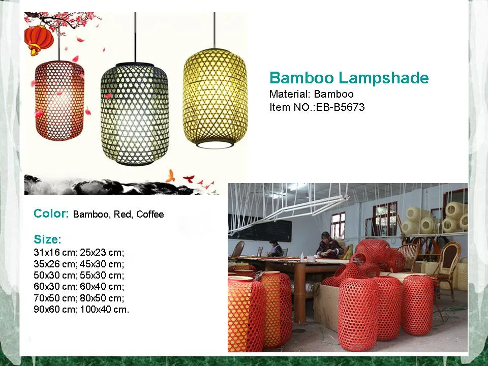 Lustre de bambu Tons da Lâmpada