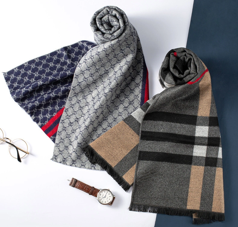 Écharpes chaudes de luxe de marque de concepteur de logo personnalisé d'hiver pour hommes