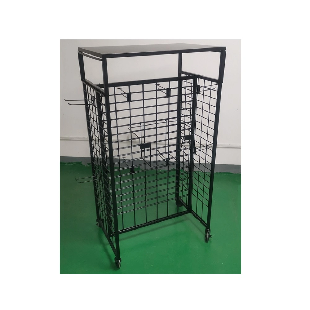 Customized Black Hook Wire Mesh Frame Store Fixture Display Rack Exhibition