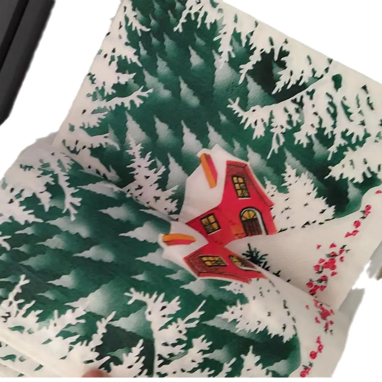100% чистый древесный целлюлоза Napkin Ежедневная серия Снежный дом Печать пользовательских шаблонов