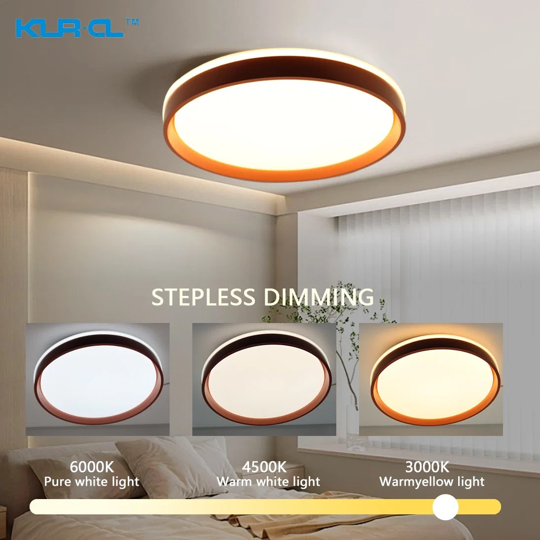 Ceiling Mounted Brown and White Simple Intelligent Digital LED Ceiling Lamp for Ofiice and Home