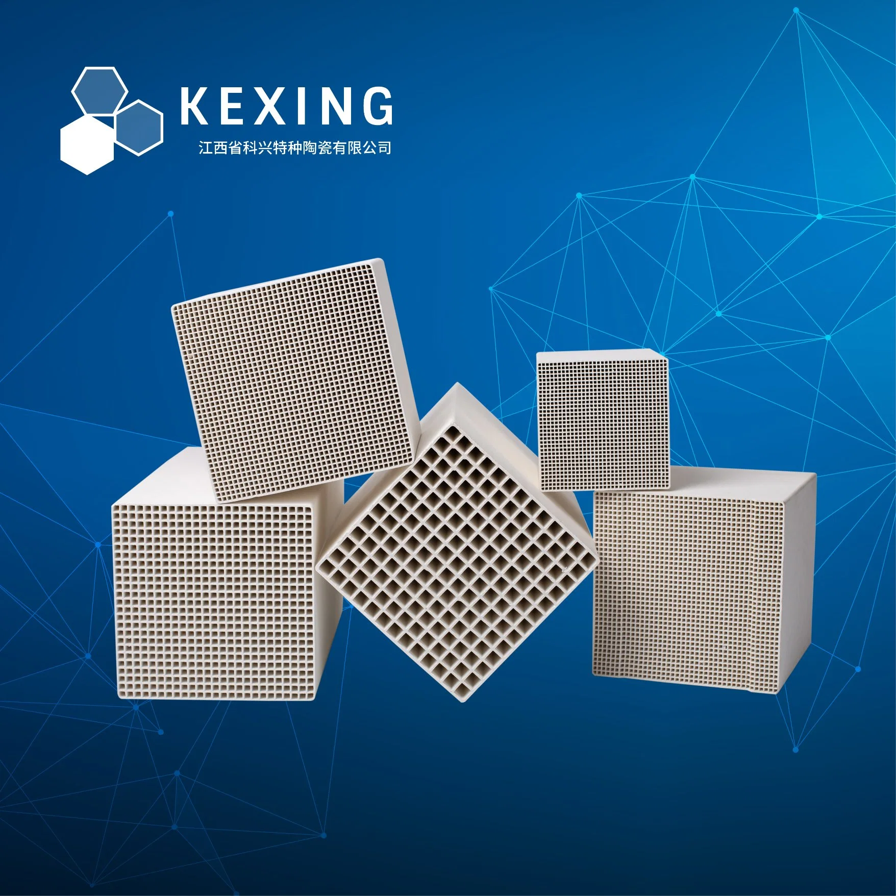 Alumina/Cordierite/Mullite/Corundum 43X43 Cell, 150X150X300mm Honeycomb Ceramic Monolith for Rto and Rco