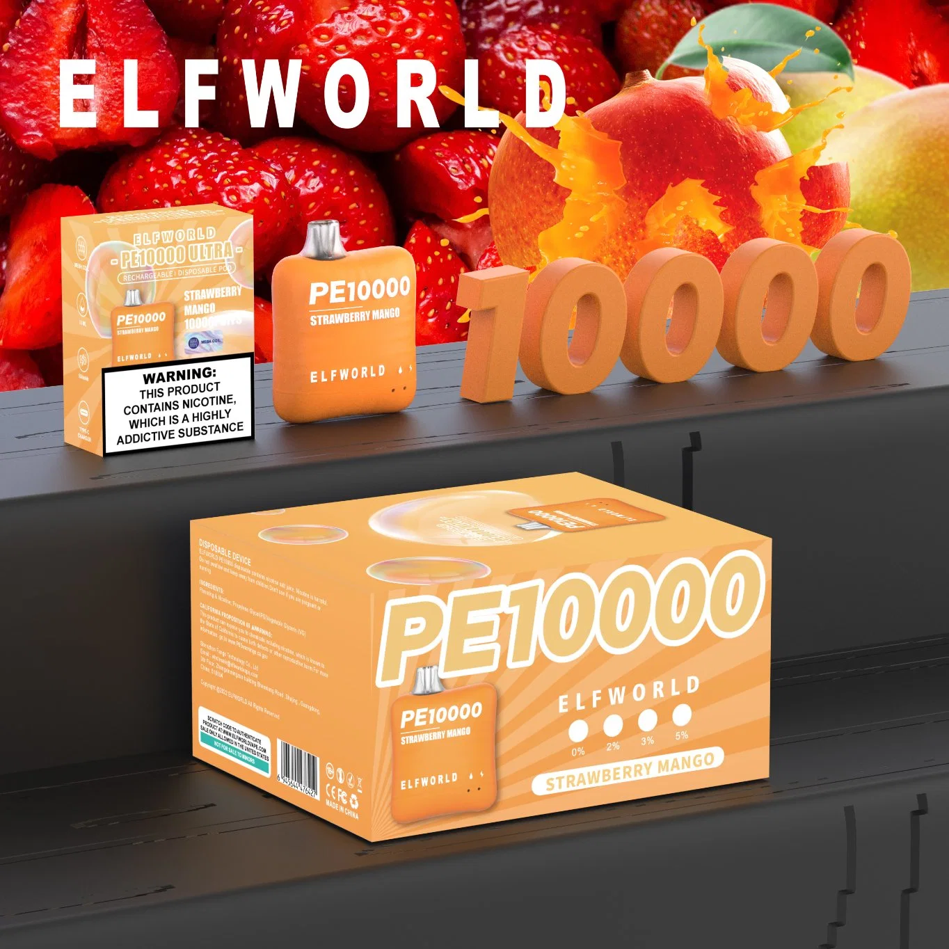 Elfworld PE10000 E-CIGS en Stock 14 sabores Hot Sale Disposable/Chargeable Lápiz VAPE