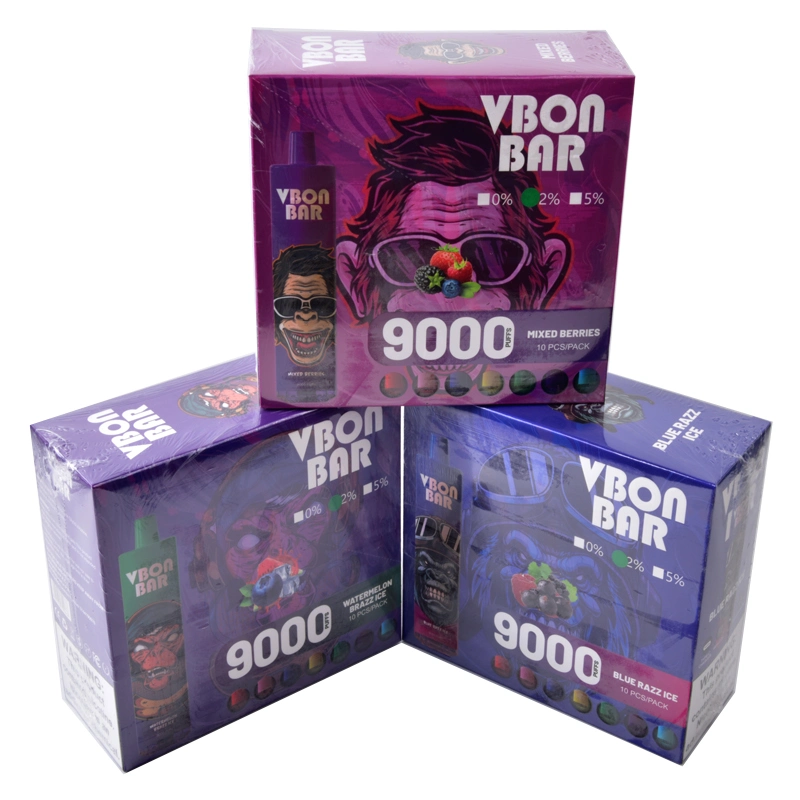 Vbon Bar RGB LED 9000 9K Puffs 0% 2% 5% Vape Descartável