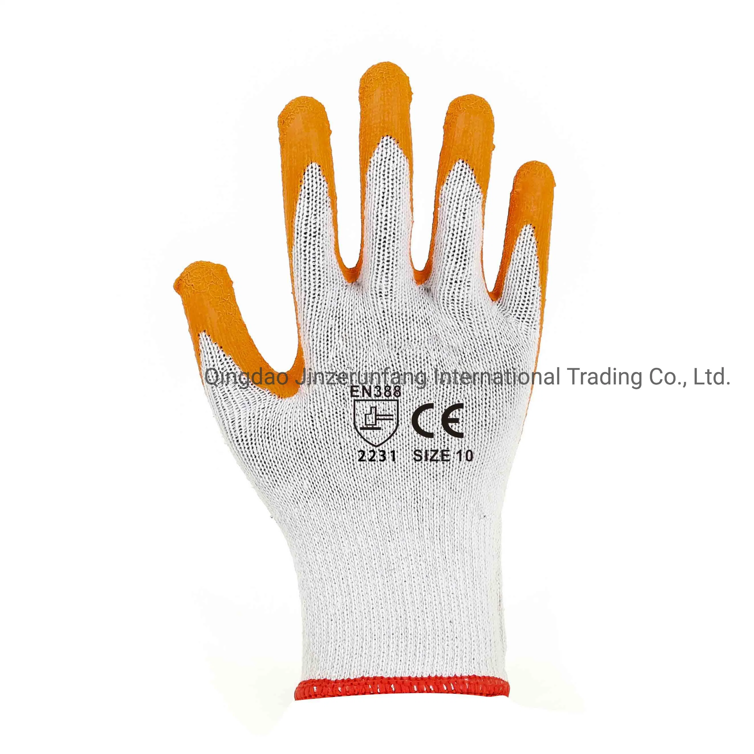 Orange ondulée latex enduits Polyester blanc Produits en vrac des gants de travail des gants de sécurité