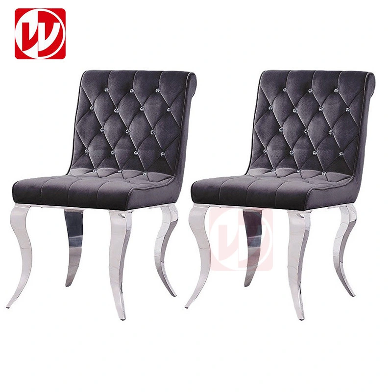 Luxury Modern Dining Chairs Nordic Velvet Sliver Stainless Steel Dining Room Chairs