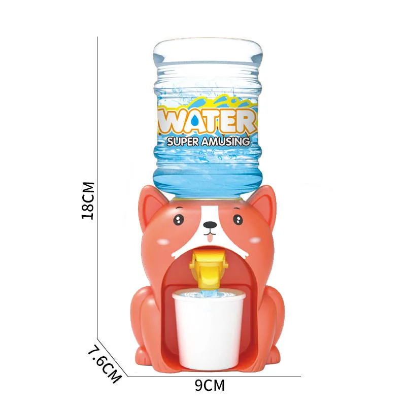 Children Mini Plastic Cartoon Animal Pretend Play Drink Water Set Kids Water Dispenser Toy