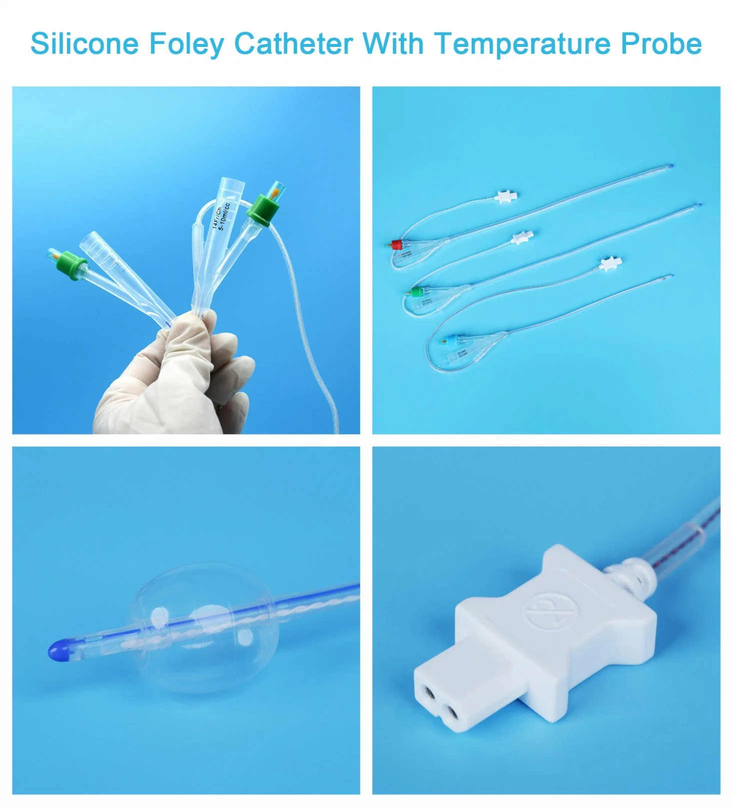 Temperatursensor Foley Katheter aus Silikon mit Temperatursensor, rund Spitze für Temperaturmessung China