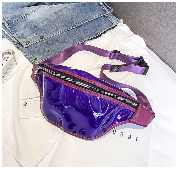 Clear Holographic Laser Waist Bag Reflective Transparent PVC Shiny Fanny Pack