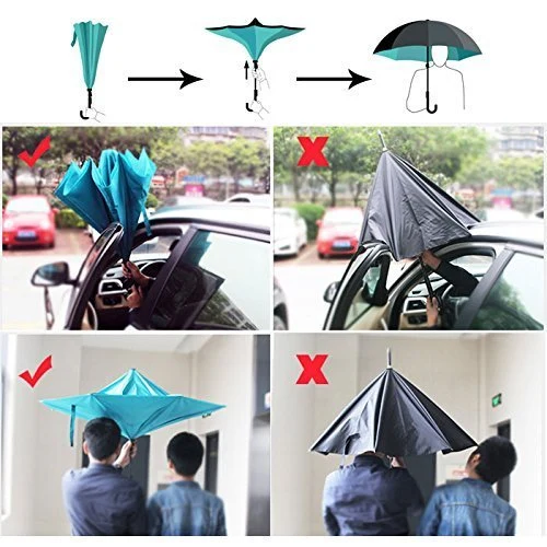 Wholesale/Supplier Custom C Handle Outdoor Double Layer Folding Inverted Umbrella