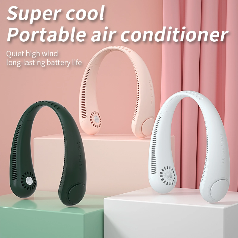 2023 Hot sale Mini portable suspension Neckband ventilateur USB sans feuilles Refroidisseur de ventilateur de col rechargeable