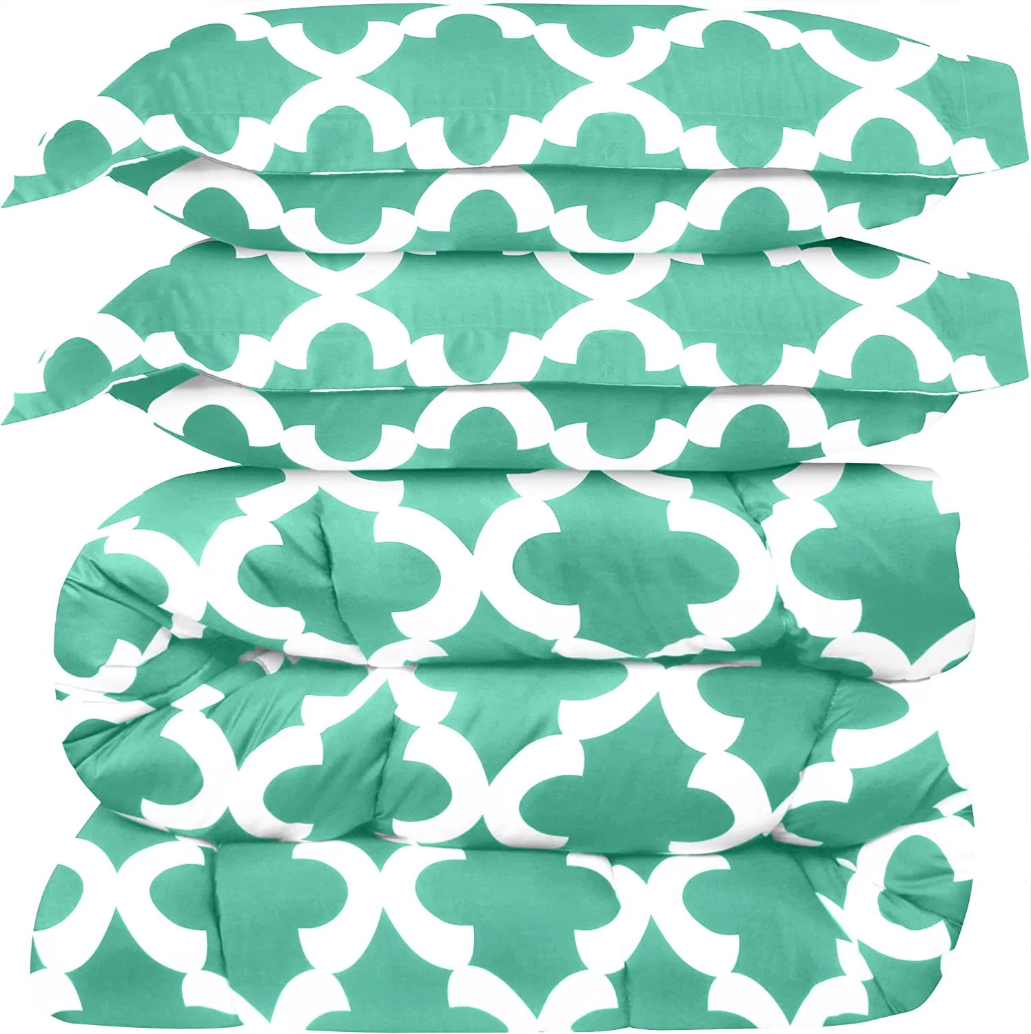 Bettzeug Tröster Set - Full Size Tröster Sets (Quatrefoil Sea Green) Mit 2 Kissen Shams - Bettwäschesets - Daunen Alternativer Tröster