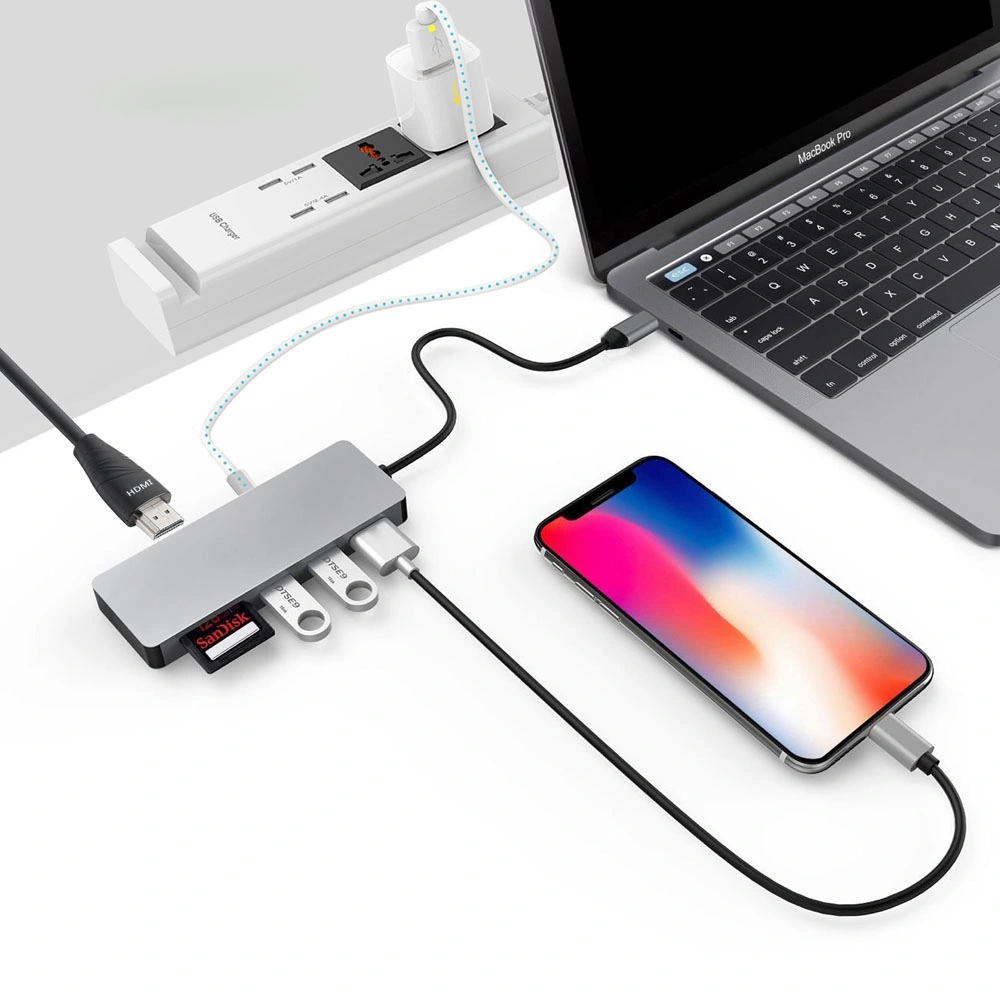 7 in 1 USB C Adapter with HDMI, Multi Function Hub