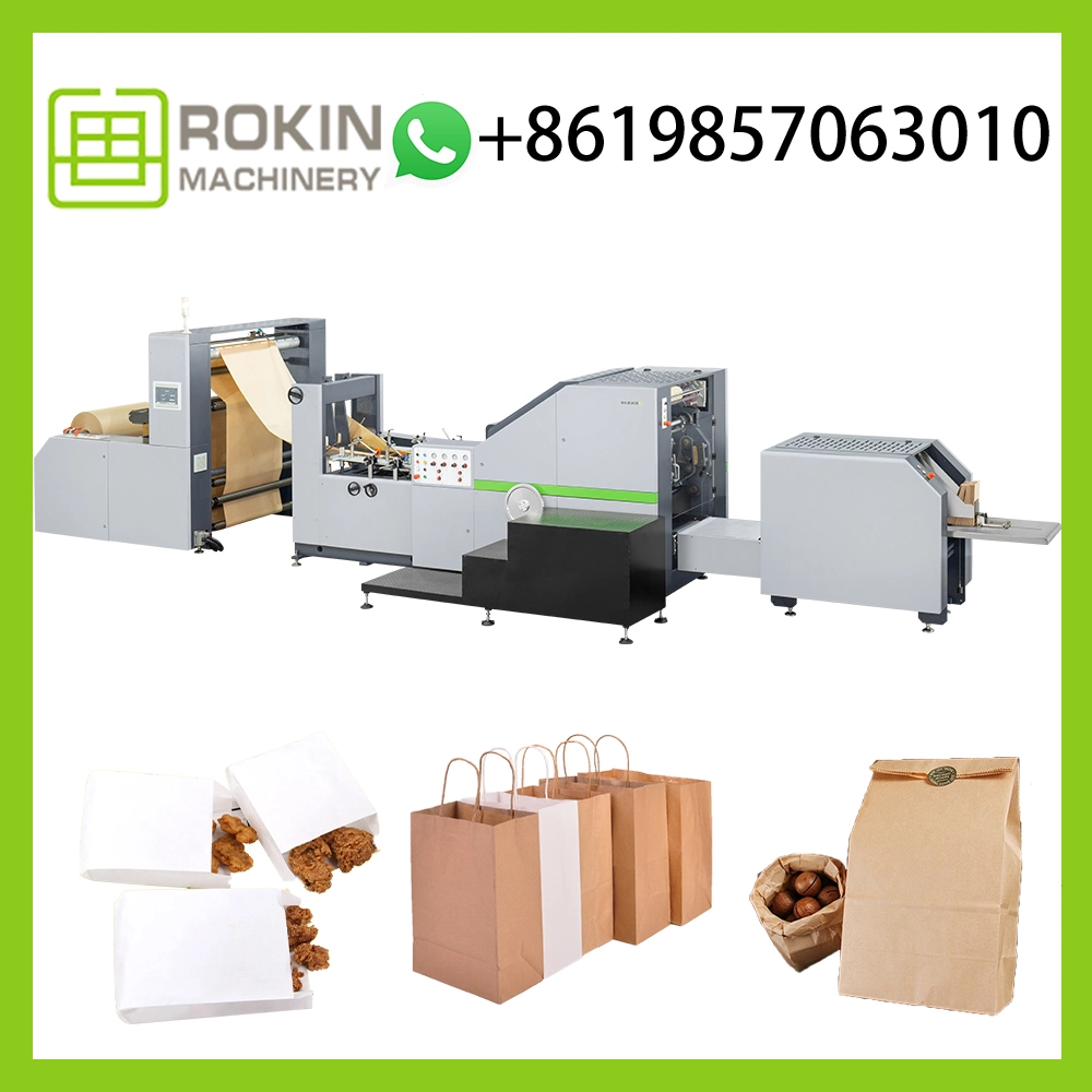 Kraft Shopping Flat Square Bottom Bag Making Machine Paper Inline Flexo Printing