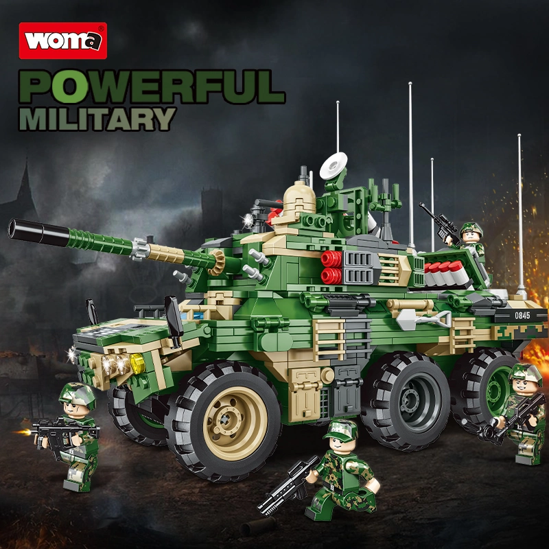 Woma Toys 2022 Brinquedo Educativo para Crianças e Adultos, Brinquedo de Descompressão, Veículo Blindado Multifuncional Ebrc Jaguar da Segunda Guerra Mundial, Modelo de Soldados de Blocos de Construção, Conjunto de Tijolos Juguetes DIY.