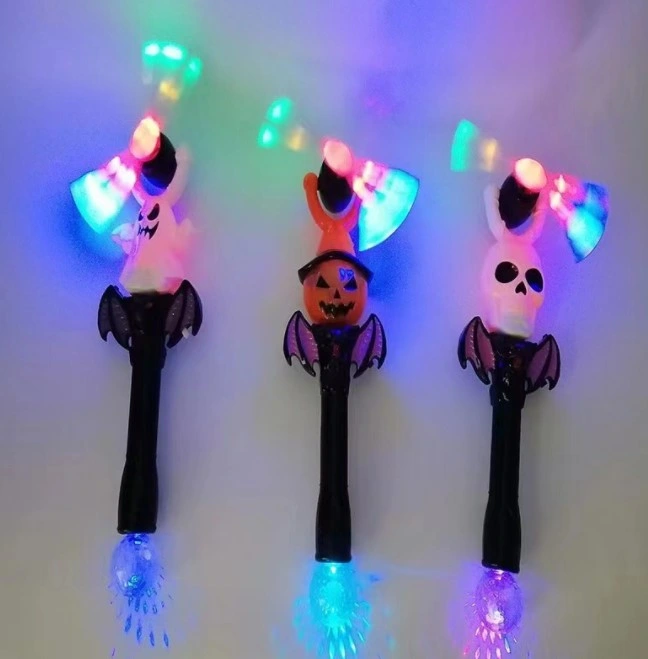 Halloween Music Spinning Windmill Magic Stick LED Flash Ghost Head Molino de viento