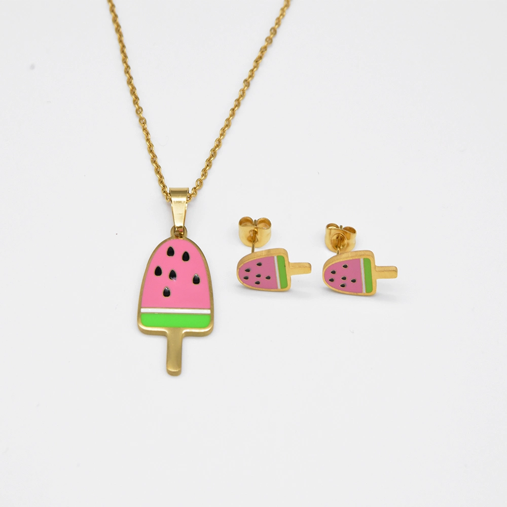 2023 Original Design Cute Ice Cream Series Necklace and Earrings Jewelry Set