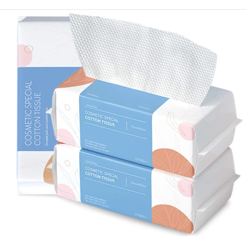 High Quality Dry and Wet Soft Cotton Tissue Cleansing Facial 100% Natural Cleansing Cotton Tissue