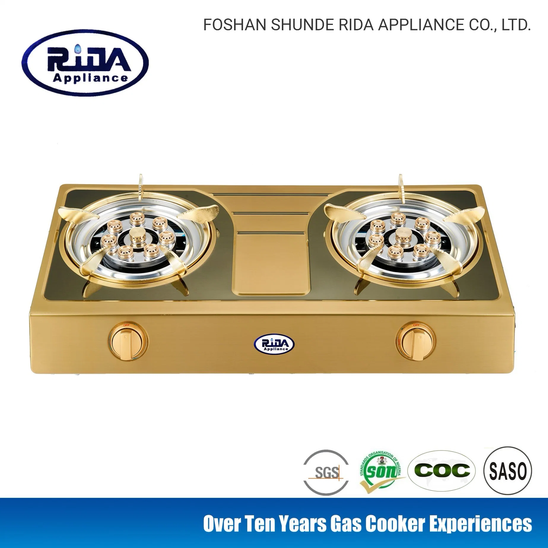 New Model Color Stainless Steel Panel Double Burner Household Gas Stove/Kitchen Appliance