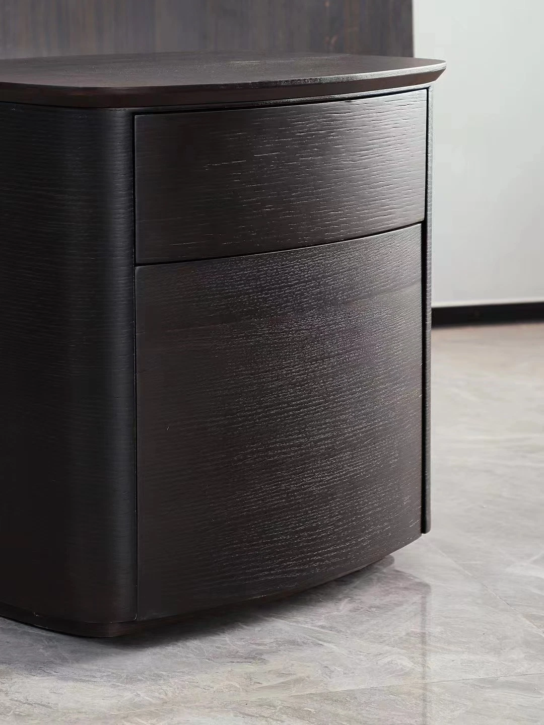 Modern Natural Wood Veneer Night Stand Italia Style Bedroom Furniture