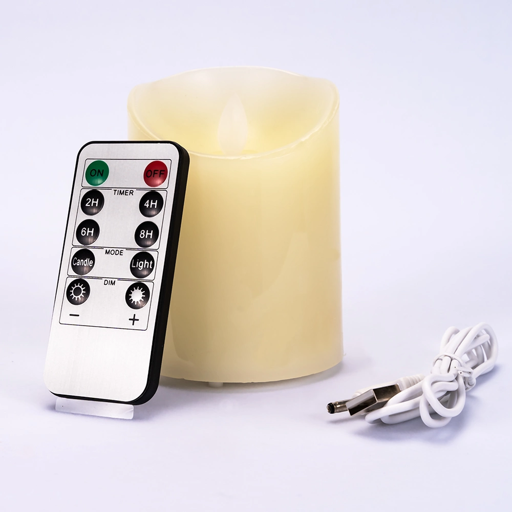 Hot Selling Flameless Candles Lamps Ivory Real Wax Battery Candles Lamp with Remote Control