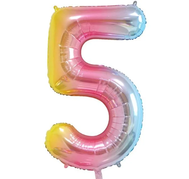 Gradient Color Birthday Party Supplies Decoration Rainbow 0-9 Number Balloons