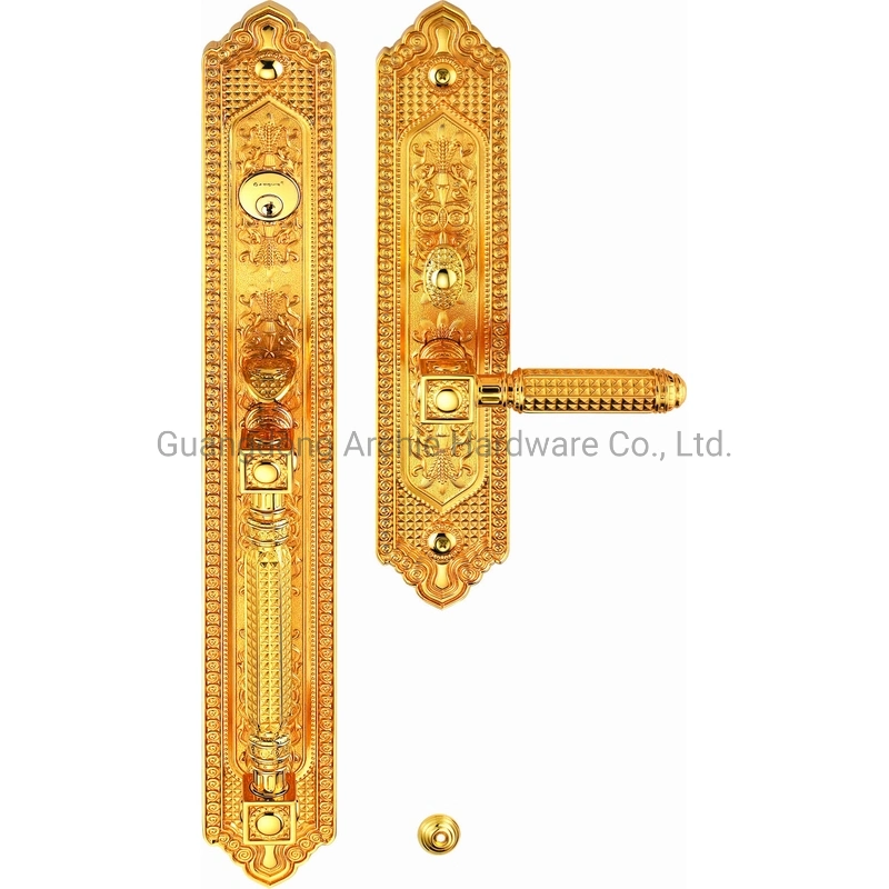 (C03 Series) Luxury Brass Copper Golden Plated American Villa Style Handle Entrance Door Lock