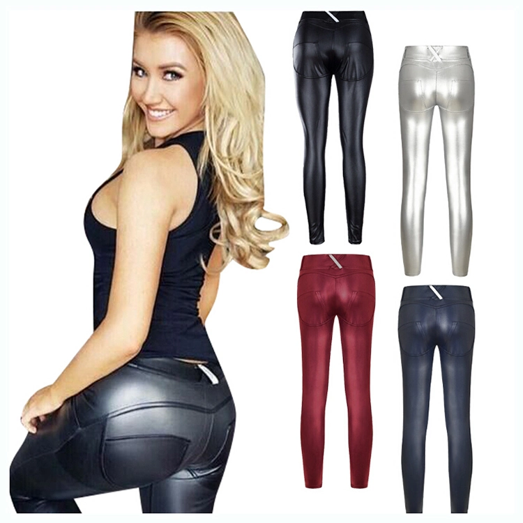 Hot Sale High quality/High cost performance  High Flexibility Wholesale/Supplier Fashion Design Winter Shiny Sexy Tight Leather Pants for Women